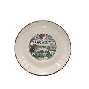 Vtg North Carolina Tarheel State 22k Warranted Souvenir Ashtray
